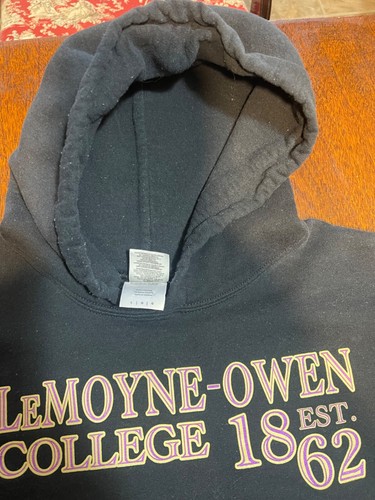 Vintage Gildan LeMOYNE-OWEN COLLEGE hooded sweatshirt L black - Picture 11 of 11