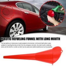 Long Plastic Funnel Red For Water Liquid Petrol Oil Fuel Refueling Engine Tool