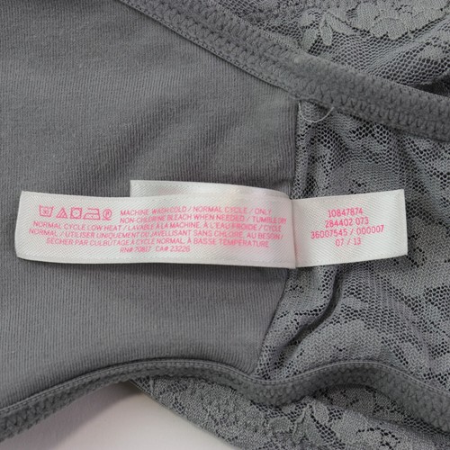 PINK Victoria's Secret Lace Bandeau Bra Size Medium Gray Strapless Wireless - Picture 9 of 9