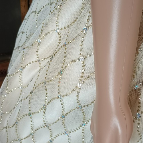Girls Embossed Organza Dress 5 Special Occasions Cream & Silver Cottage Core - Picture 5 of 10
