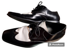 Stacy Adams Leather Oxford Wingtip Black/White Size 11.5 Dapper Gentleman