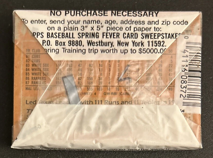 1988 Topps Cello Pack Jimmy Key Blue Jays (Top) Scott Fletcher Rangers (Back) - Image 2 of 2