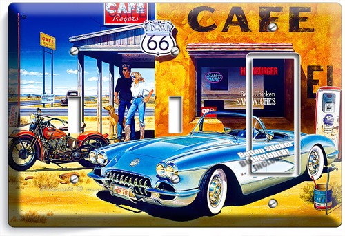 RETRO COCHE DEPORTIVO ROUTE 66 CAFE LIGHT SWITCH OUTLET PLACAS DE PARED DECORACIÓN DE LA SALA DE GARAJE - Imagen 31 de 34