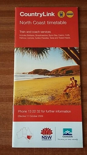 North Coast Train Timetable 2009 New South Wales Australia EBay