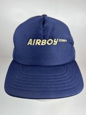 Vintage SnapBack Trucker Hat Mesh And Foam Navy Blue Airboy Systems Made In USA