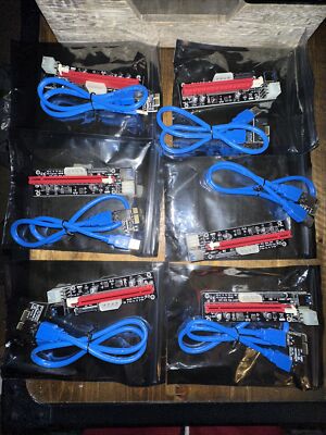 6- PCI-E GPU Riser Express Cable 16X-1X 6pin / MOLEX/SATA Adapter