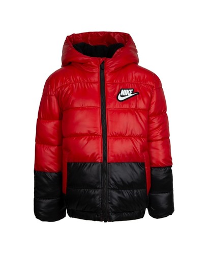 Nike Kids' Color Block Down Hooded Puffer Coat in University Red at Nordstrom, - Bild 2 von 3