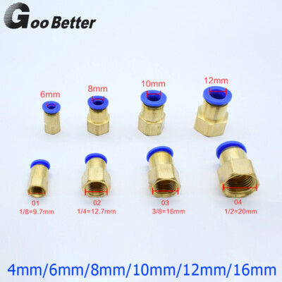 Pneumatic Female Straight Thread Push Inline To Connector Fittings Air Line Tube