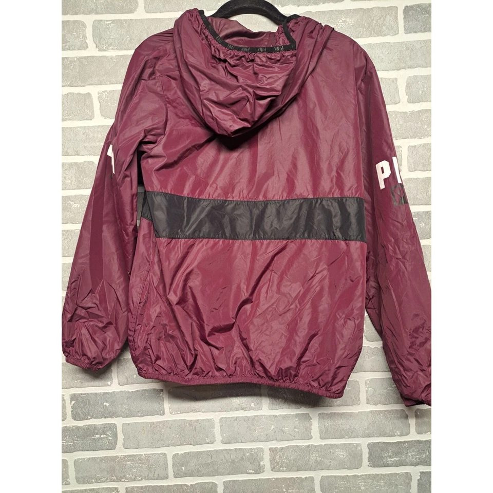 Sudadera con capucha cortavientos rosa Victoria Secret Borgoña para mujer talla XSMALL Foto 2 de 4