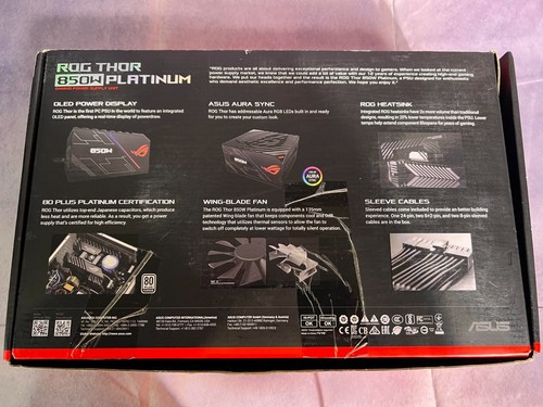 ASUS Rog Thor 850W Platinum Gaming Power Supply RGB/OLED Power Display Black - Picture 14 of 14