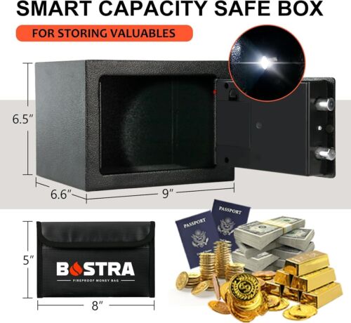 WASJOYE Fireproof Home Safe Box Digital Keypad Security Lock for Money Document - Picture 4 of 6