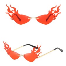 Fire Flame Shape Unique Funky Hip Party Rave Festival Costume RED Sunglasses