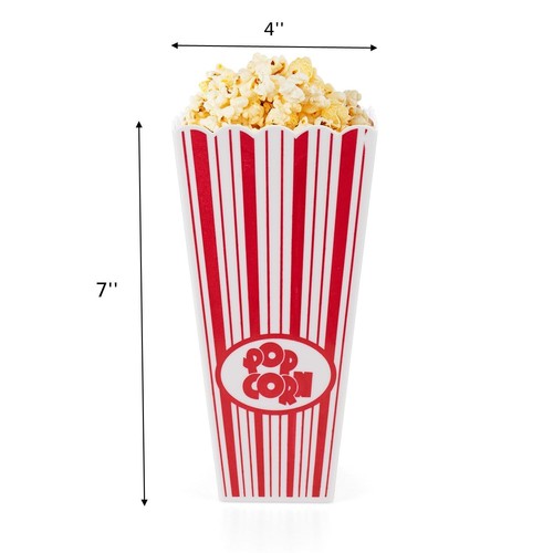 21 PCS Plastic Open-Top Popcorn Boxes 7.7"x4" Reusable Party Containers - Picture 2 of 7