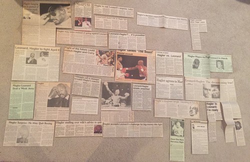 LOT: Marvin Hagler 238 Newspaper Clippings vs - Leonard, Hearns, Duran, etc. - Picture 5 of 7