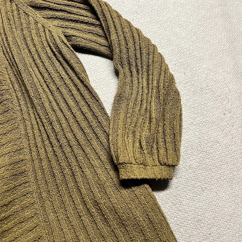 Garnet Hill Olive Green Khaki 100% Organic Cotton Chunky Sweater Cardigan XS EUC - Image 2 of 4