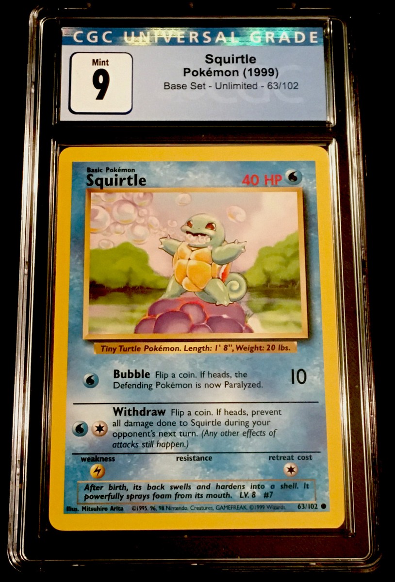 1999 POKEMON BASE SET SQUIRTLE #63 GRADED CGC 9 MINT-FRESHLY