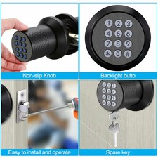 Keypad Door Knob Smart Door Lock Electronic Keyless Deadbolt Bluetooth App w Key 7