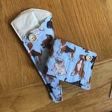 Unique large SCISSOR And Quilted NEEDLE CASE dog design fabric Buttons