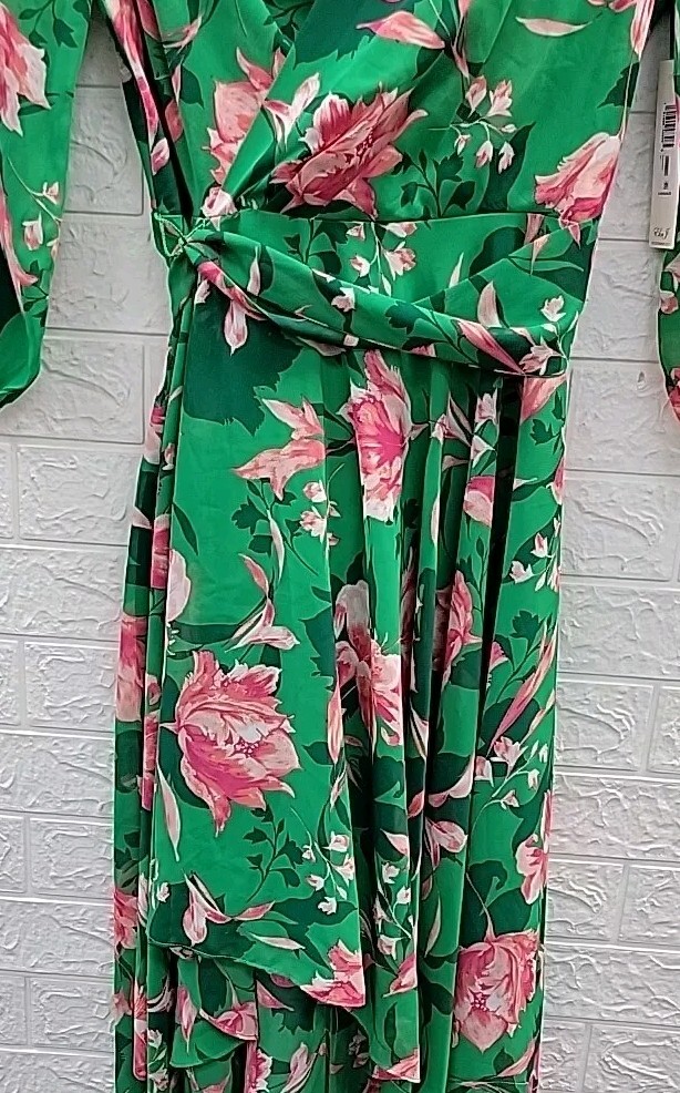 New Eliza J. Balloon Sleeve Faux Wrap Midi Dress Multicolor Size 12 | eBay