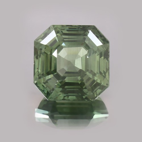 14x14 mm Natural Ceylon Green Parti Sapphire Asscher Cut Loose Gemstone 20.90 Ct