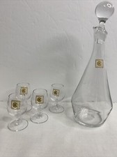 Modern Clear Glass Cordial Chocolate Decanter Set Sweden Vintage Mid Century
