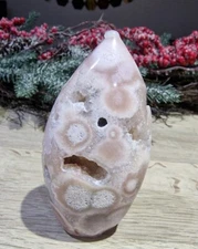 Druzy Pink Amethyst Flower Agate Crystal Freeform, Pink Amethyst Flame 349g