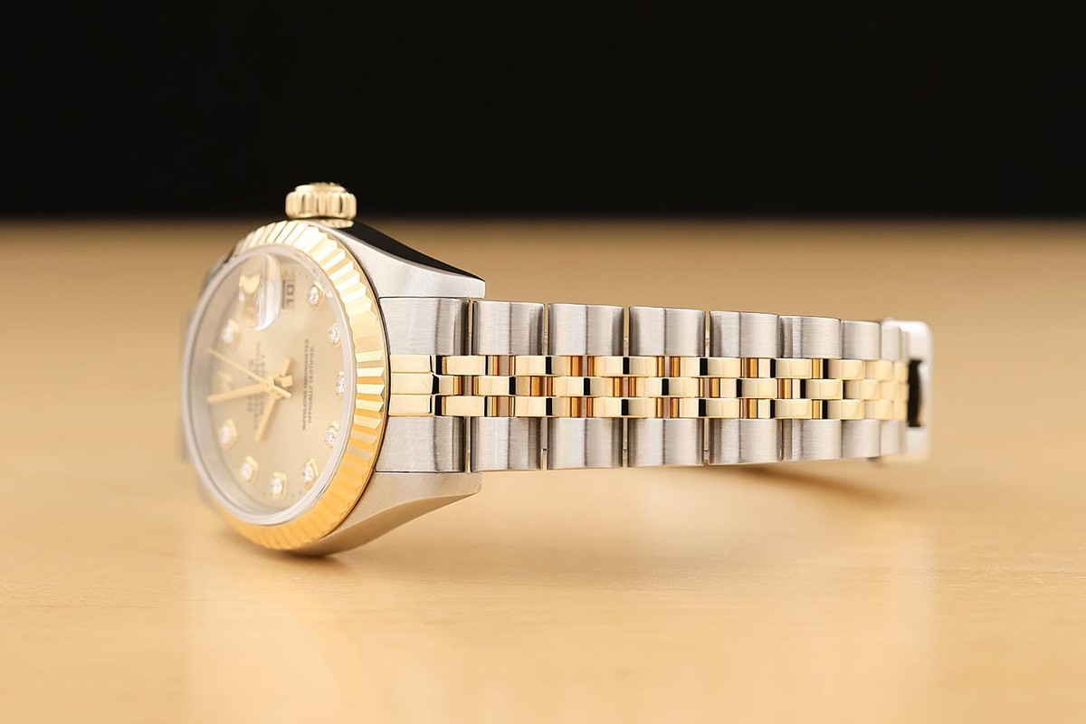 ROLEX LADIES DATEJUST 69173 18K GOLD STEEL FACTORY DIAMOND DIAL 2