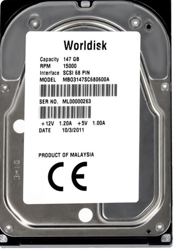 Hard Worldisk 147GB 15000U/Min SCSI U320 68-pin MBO3147SC800600A 3.5 " Inches - Picture 2 of 3
