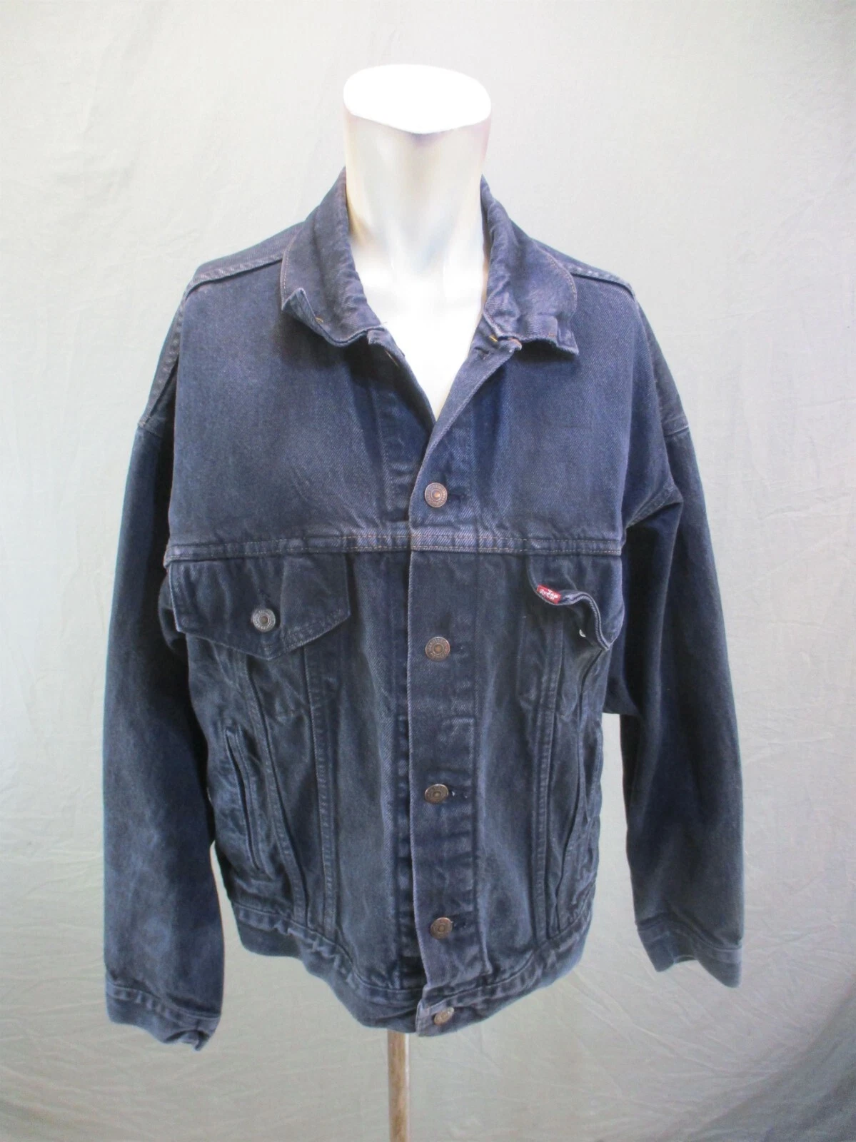 LEVI'S Size L Mens Blue 100% Cotton Pocket Collared Button Up Denim Jacket 518