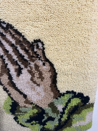 Riegel Haken Teppich Wandbehang Jesus betende Hände fertig Vintage Apx 20" x 27" - Bild 7 von 11