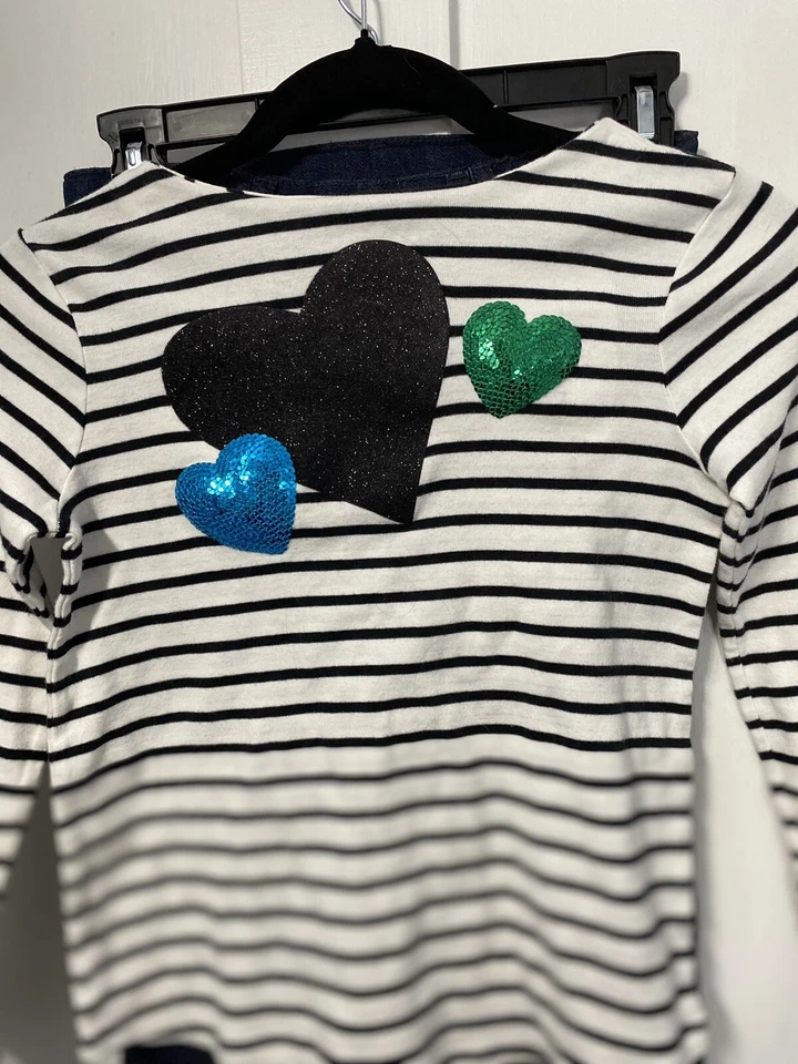 Pantalones de mezclilla a rayas corazones nuevos sin etiquetas Gymboree Girls talla 10 FANCY DALMATIANS, a juego nuevos con etiquetas Foto 2 de 4