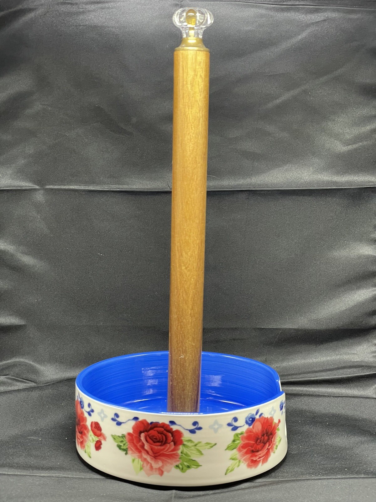 New Pioneer Woman Paper Towel Holder HERITAGE FLORAL Stoneware & Acacia