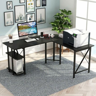 66 59 L Shaped Round Corner Computer Desk Working Table With Cpu