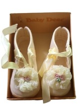 Vintage 1980s Baby Shoes Lace And Embroidery