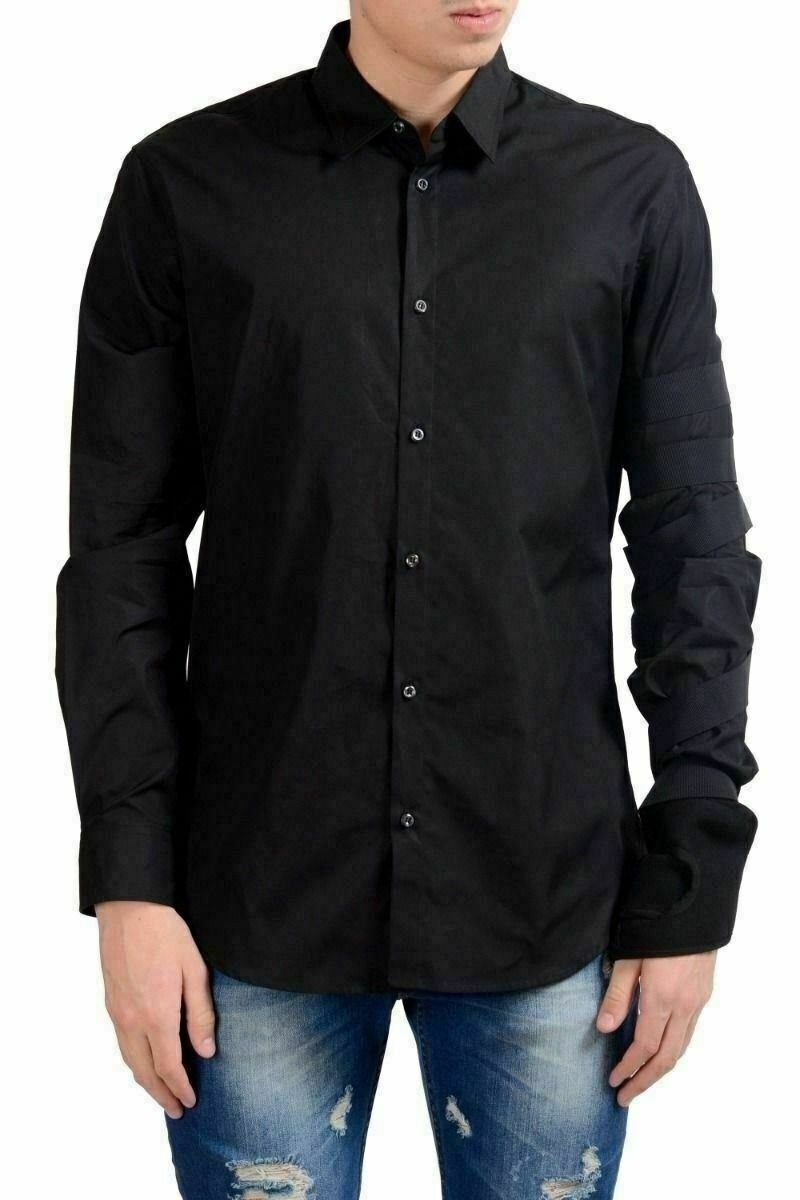 Dsquared2 Мужская повседневная рубашка с повязкой на рукаве и черными пуговицами спереди US S IT 48