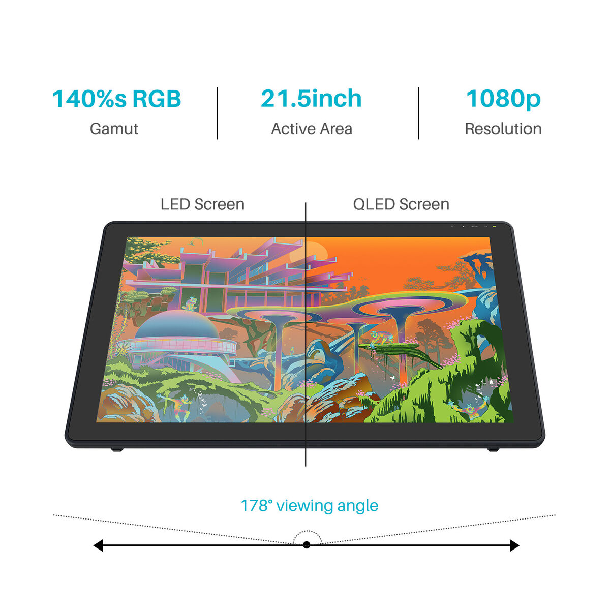 HUION KAMVAS 22 Plus Graphics Drawing Tablet Display QD LCD Screen