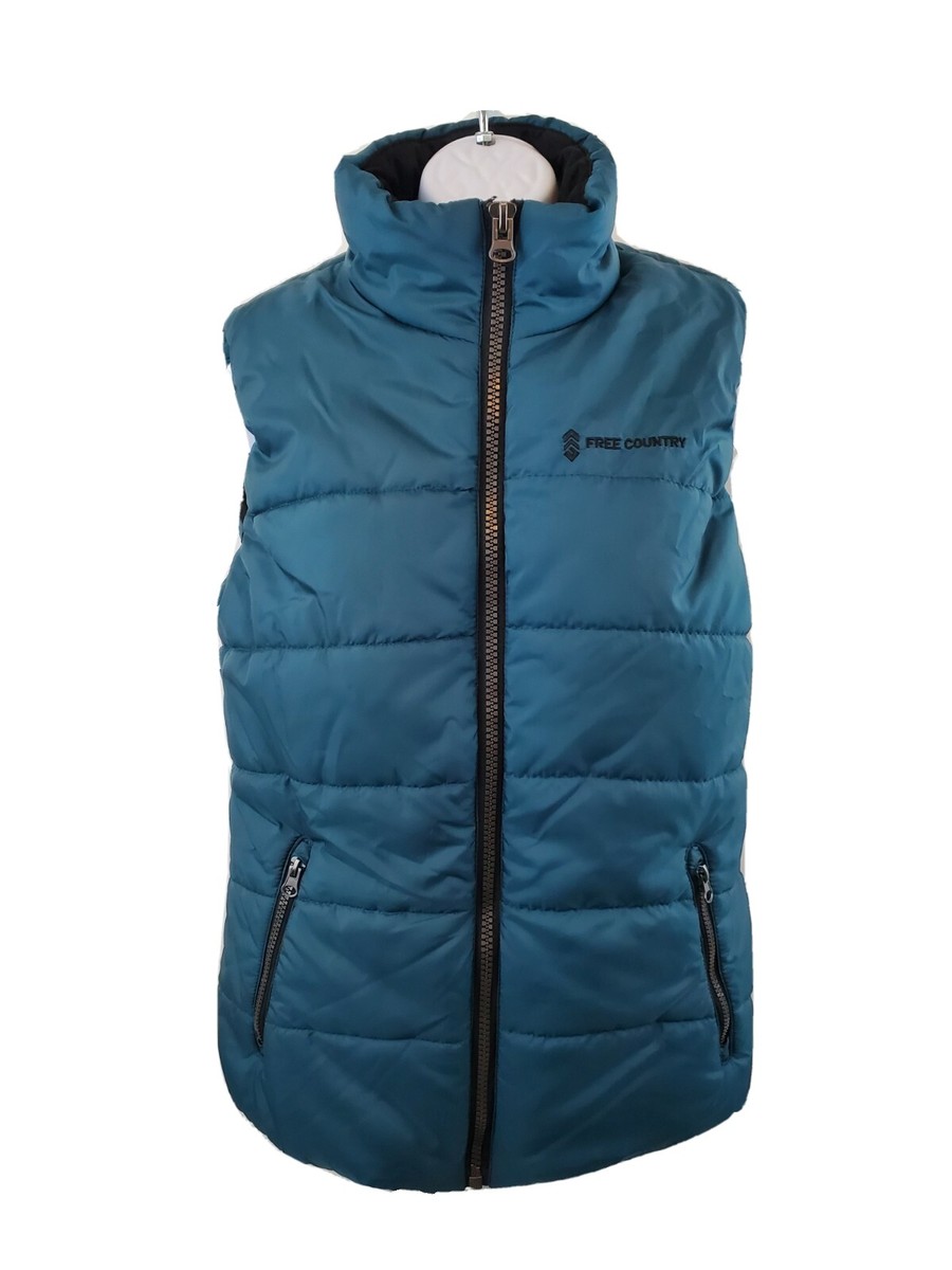Free Country Women's Size M Puffer Quilted Vest Teal Green Pockets