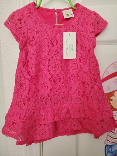 Nuovissima camicia elegante in pizzo rosa caldo per bambini Babee MeeLeR con fodera 3/4T - Foto 9 di 10