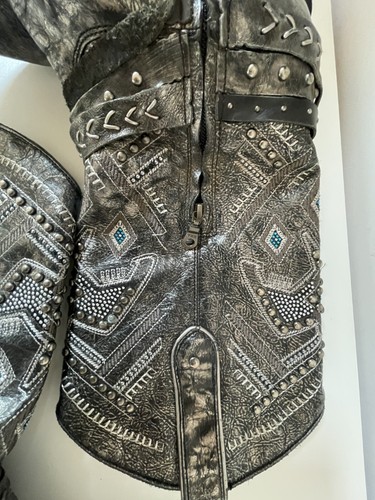CORRAL STUDED Leather Western Cowgirl Boots Silver Leather Blue Accents 9M - Picture 17 of 22