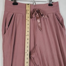 Victoria Secret Ribbed Jogger Pants Womens Large Pink Casual Satin Drawstring