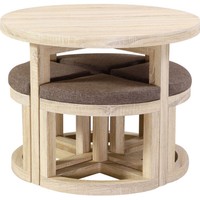 Space Saving Dining Set Oak Effect Stowaway Round Dining Table 4 Stools Kitchen Space Saving Dining Set Oak Effect Stowaway Round Dining Table 4 Stools Kitchen