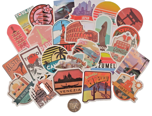 Travel or Holiday Stickers -  World Locations 20 plus pack - Scrapbooking NO 110 - Picture 1 of 4