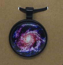 Galaxy Round Glass Dome Cabochons 1" Black Bezel Pendant New Free Ship 477