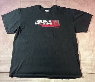 Vintage Nike Shox Swoosh Graphic Logo T Shirt Tee 90s 2000s Shoes Black 2XL XXL