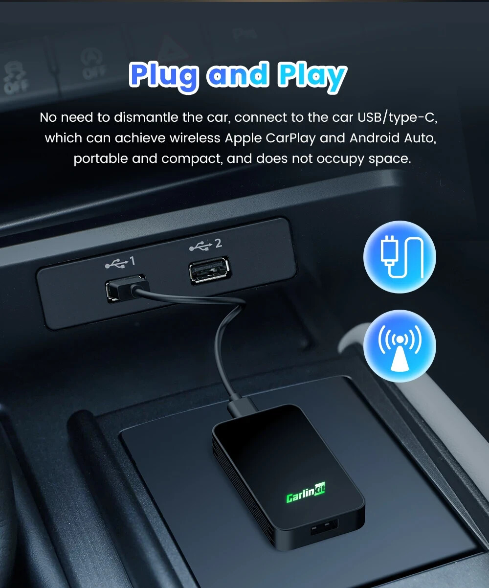 Wireless Carplay/android Auto Box 2in1, Adattatore 5.8ghz WIFI Bt5.0, Siri, GPS - Miniatura 21