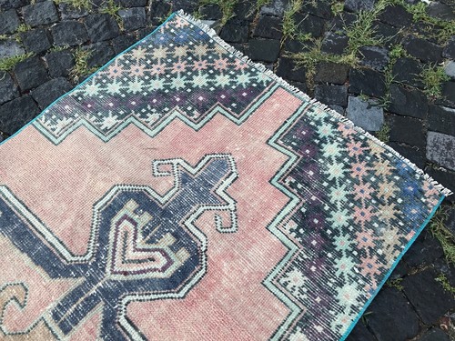 Turkish Antique rug Bohemian Area rug Oushak rug Vintage Rug Handmade Wool rug - Picture 6 of 12
