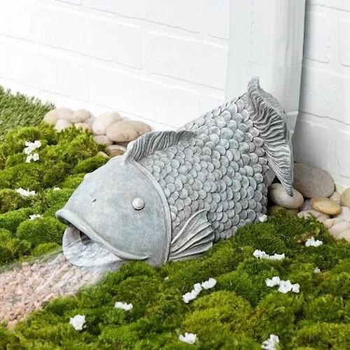 Fish Downspout Cover Extension Resin Statue Garden Rain Gutter Sculpture - Picture 1 of 4