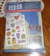 INKADINKADO CLEAR ON CLEAR FUN THOUGHTS STAMPS 21 TOTAL NEW IN PACKAGE
