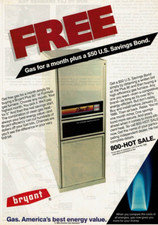 1985 Vintage Print Ad Bryant Free Gas for a month plus a $50 U.S. Savings Bond
