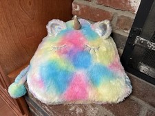 Justice Colorful Pastel Pink/Blue/Yellow Plush Unicorn Throw: Blanket In-A-Bag